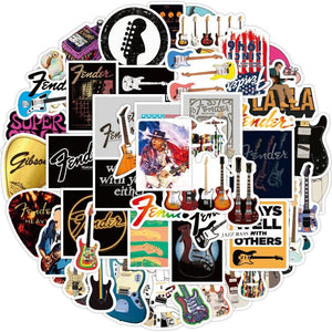 Music Themed Individual Stickers - Electric Guitars Music Pack of 50
