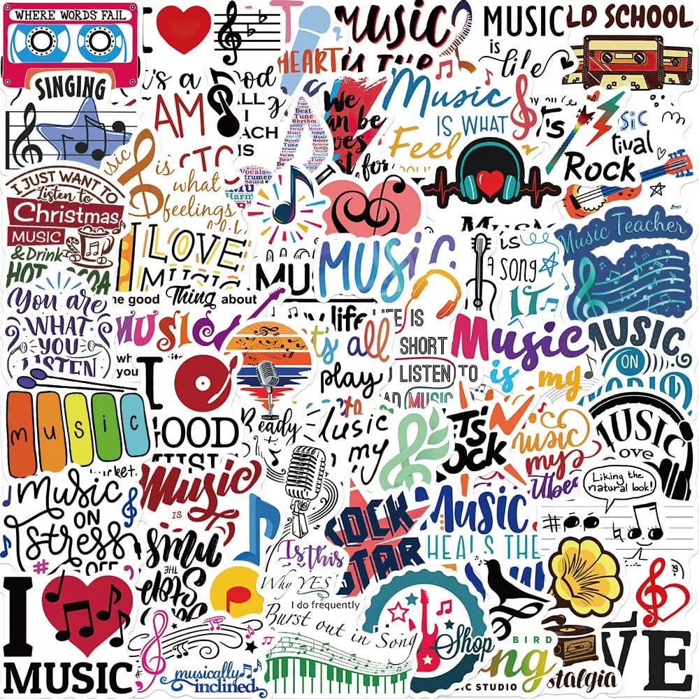 Music Bumblebees Music Stickers Music Themed Individual Stickers - Music Words Pack of 50