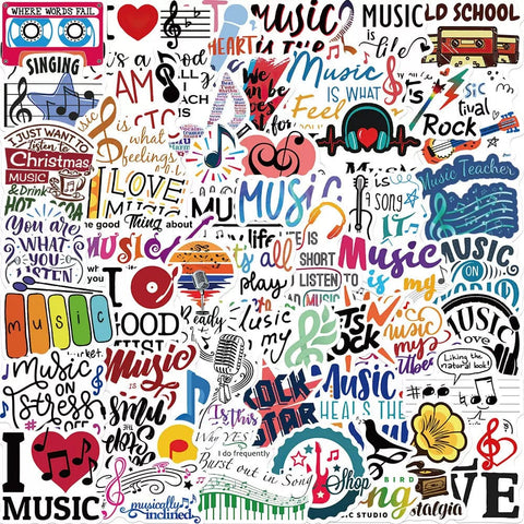 Image of Music Bumblebees Music Stickers Music Themed Individual Stickers - Music Words Pack of 50