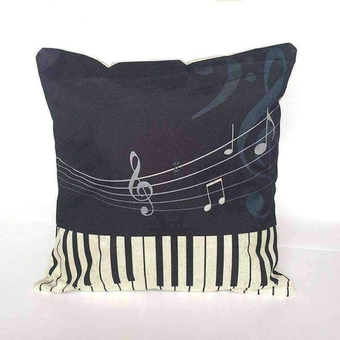 Image of Music Bumblebees Black with Piano and Music Notes Music Themed Cushion Pillow Case Cover with Music Notes and Piano Various Patterns - Keyboard, Guitar, Piano, Saxephone, French Horn, Trumpet