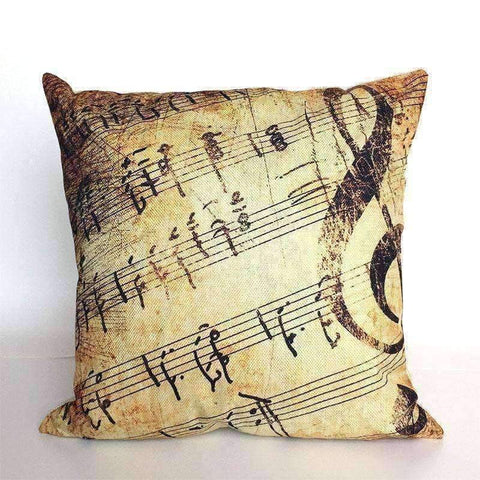 Image of Music Bumblebees Brown with Large G Clef and Music Scores Music Themed Cushion Pillow Case Cover with Music Notes and Piano Various Patterns - Keyboard, Guitar, Piano, Saxephone, French Horn, Trumpet