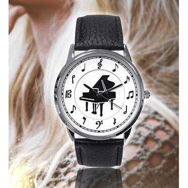 Music Bumblebees Featured Products,Music Gifts Music Themed Watch Black with Piano