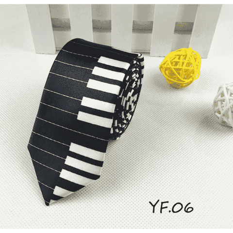 Image of vendor-unknown Featured Products,Products,Music Gifts,For Performers,For Him Black Piano/Keyboard Music Themed Neck Ties - 