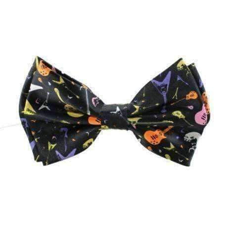 Image of Music Bumblebees Featured Products,Products,Music Gifts,For Performers,For Him Black with Colour Guitars Bow Tie with Music Notes/Scores