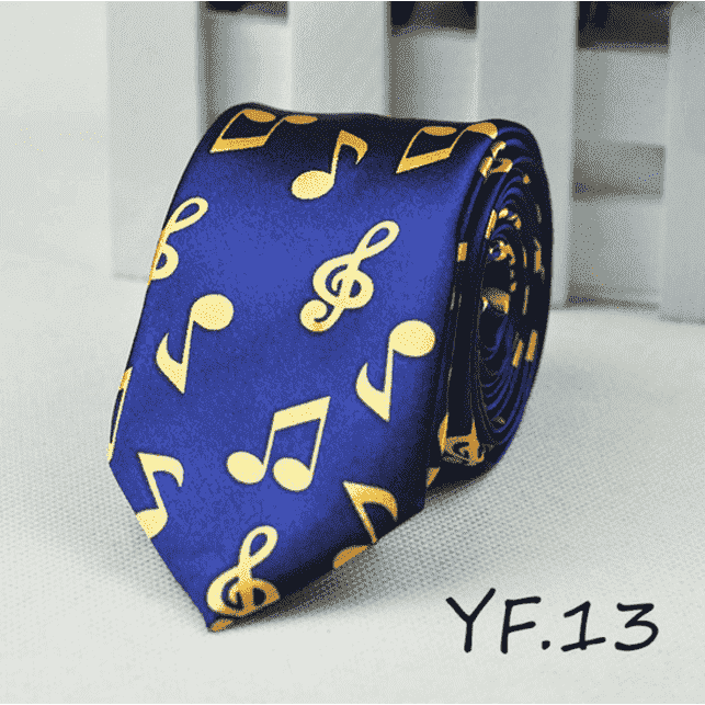 vendor-unknown Featured Products,Products,Music Gifts,For Performers,For Him Gold Music Notes with Blue Music Themed Neck Ties - Music Notes, Guitars, Keyboard