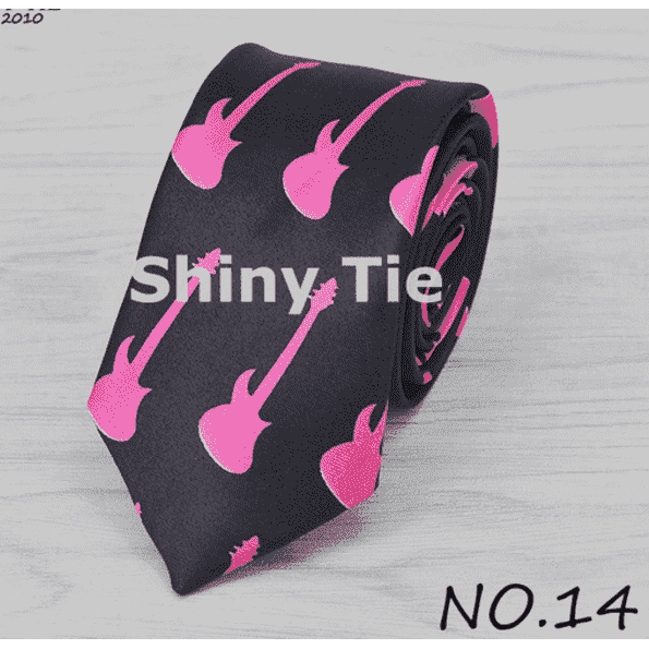 vendor-unknown Featured Products,Products,Music Gifts,For Performers,For Him Pink Guitars with Black Music Themed Neck Ties - Music Notes, Guitars, Keyboard