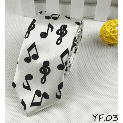 Image of vendor-unknown Featured Products,Products,Music Gifts,For Performers,For Him White Music Notes Music Themed Neck Ties - Music Notes, Guitars, Keyboard