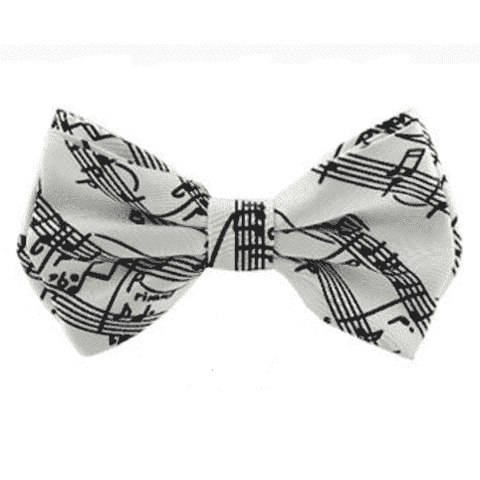 Music Bumblebees Featured Products,Products,Music Gifts,For Performers,For Him White with Music Scores Bow Tie with Music Notes/Scores