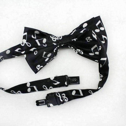 Image of Music Bumblebees Featured Products,Products,Music Gifts,For Performers,For Him White with Music Scores Bow Tie with Music Notes/Scores