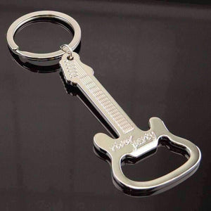 Guitar Bottle Opener Keyring key chain- Silver