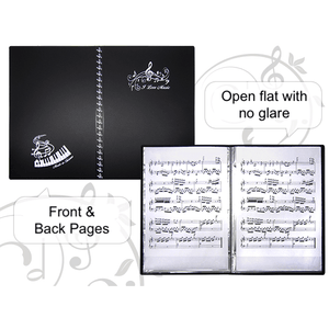 Non-Reflective Music Folder without spiral binding - 20 Pockets Black