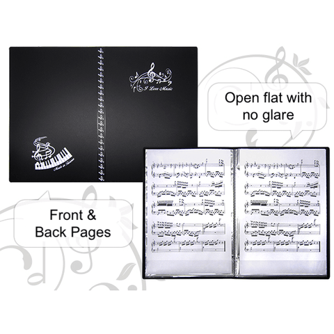 Image of Music Bumblebees Folder Non-Reflective Music Folder without spiral binding - 20 Pockets Black