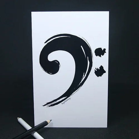 Image of Bright Butterfly Greeting Cards Black Bass Clef On White Greeting Card by Bright Butterfly