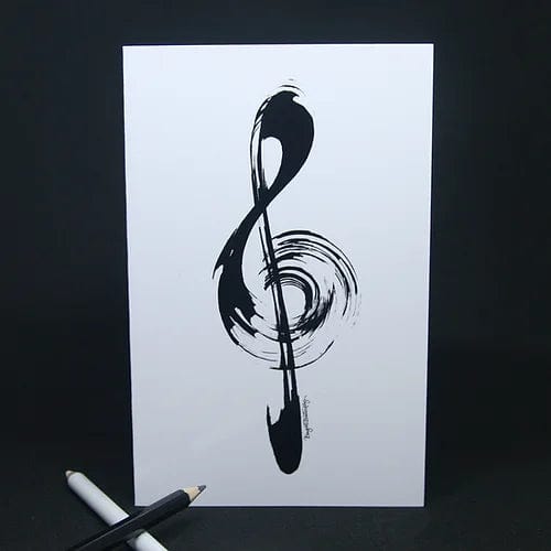 Bright Butterfly Greeting Cards Black Treble Clef On White Greeting Card by Bright Butterfly