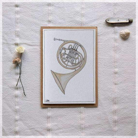 Image of Erlenmeyer Greeting Cards French Horn ~ Gift Card featuring Watercolour & Ink Illustration by Stephanie Gray