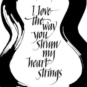 Guitar Heart Strings White Greeting Card by Bright Butterfly