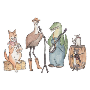 Matilda and the Outback Boys ~ Greeting Card featuring Watercolour & Ink Illustration by Stephanie Gray