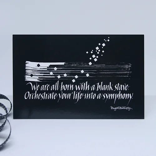 Bright Butterfly Greeting Cards Orchestra Your Life Black Greeting Card by Bright Butterfly