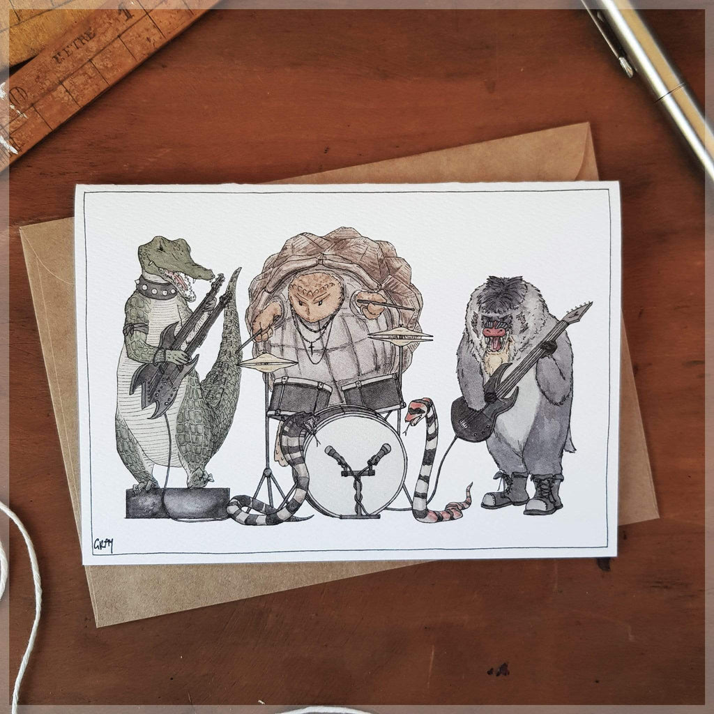 Erlenmeyer Greeting Cards The Rockers ~ Greeting Card featuring Watercolour & Ink Illustration by Stephanie Gray