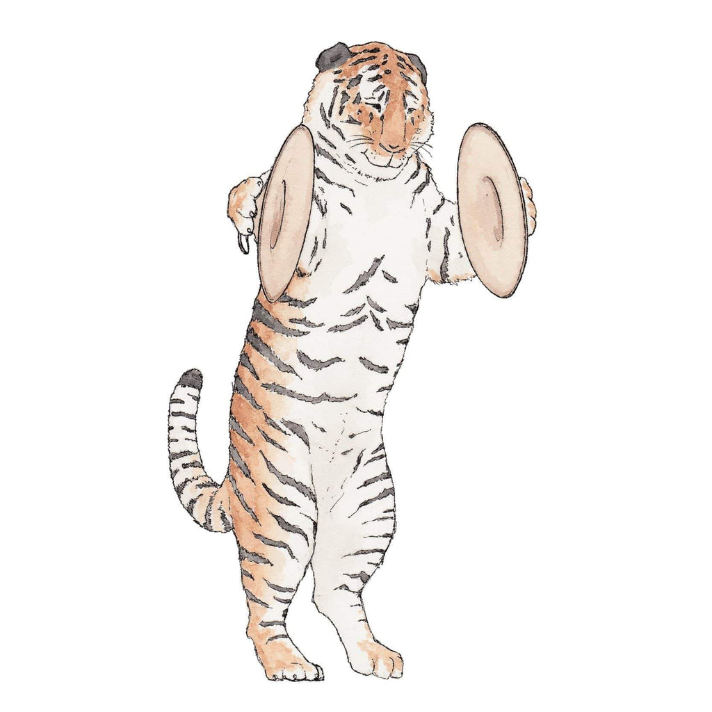 Erlenmeyer Greeting Cards The Tiger and his Cymbals ~ Greeting Card featuring Watercolour & Ink Illustration by Stephanie Gray