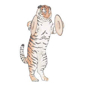 The Tiger and his Cymbals ~ Greeting Card featuring Watercolour & Ink Illustration by Stephanie Gray