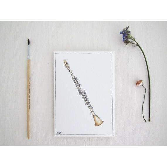 Erlenmeyer Greeting Cards Vintage Clarinet ~ Gift Card featuring Watercolour & Ink Illustration by Stephanie Gray