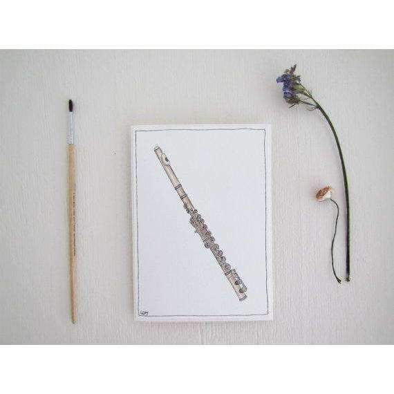 Erlenmeyer Greeting Cards Vintage Flute ~ Gift Card featuring Watercolour & Ink Illustration by Stephanie Gray