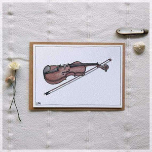 Erlenmeyer Greeting Cards Violin ~ Gift Card featuring Watercolour & Ink Illustration by Stephanie Gray