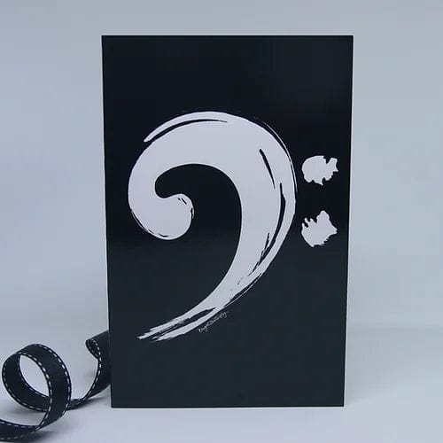 Bright Butterfly Greeting Cards White Bass Clef On Black Greeting Card by Bright Butterfly