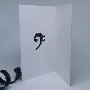 White Bass Clef On Black Greeting Card by Bright Butterfly