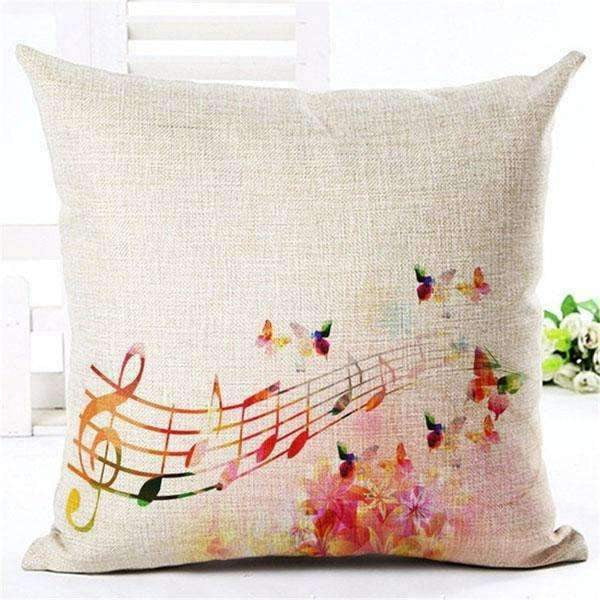 Music Bumblebees Light Brown with Butterfly and Music Scores Music Themed Cushion Pillow Case Cover with Music Notes and Piano Various Patterns - Keyboard, Guitar, Piano, Saxephone, French Horn, Trumpet