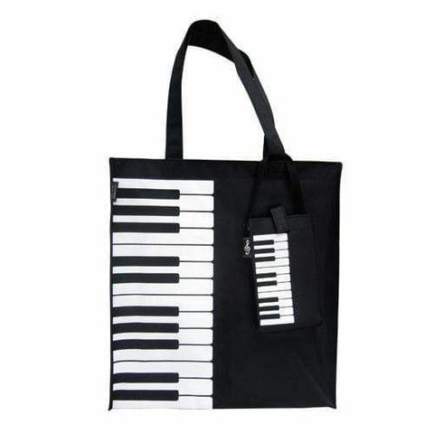 Image of Music Bumblebees Music Bag Black Music Tote Bag Keyboard Design with Phone Holder