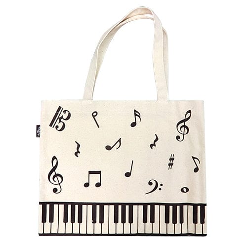 Music Bumblebees Music Bag Cream Canvas Tote Bag Music Notes and Keyboard Design