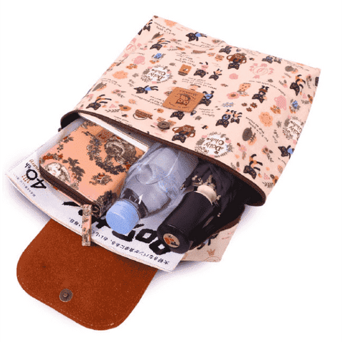 Image of Musiker Music Bag Elegant Leather-Cover Water-resistant Backpack / Daypack (Light Blue Stripe on White Pattern)~ Kittens & Keys Series