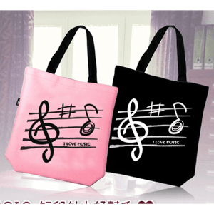 Music Bumblebees Music Bag G Clef/ Treble Clef Music Cancas Tote Bag - Pink or Black