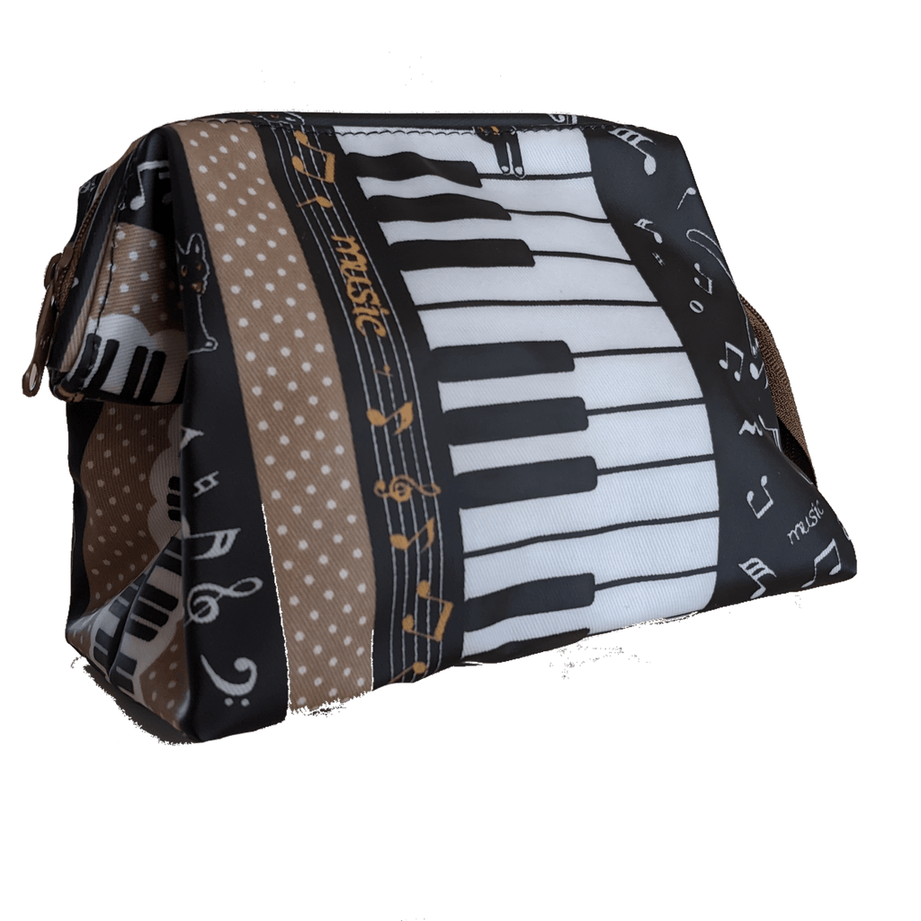 Music Bumblebees Music Bag Light Brown Music Themed Water-resistant Portable Cosmetic Bag - Kittens & Keys Series