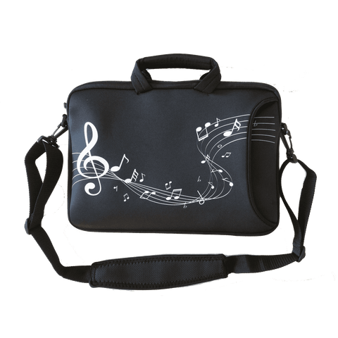 Image of Music Bumblebees Music Bag Music Bumblebees 14-inch Music Themed Laptop Bag Black and White