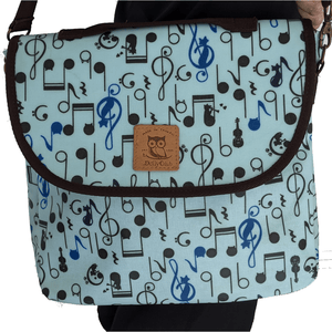 Music Bumblebees Music Bag Music Notes Medium Side Shoulder Bag Blue (Water Resistant)