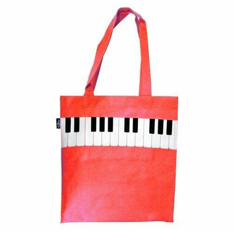 Music Bumblebees Music Bag Red Canvas Tote Bag with Piano/Keyboard Design