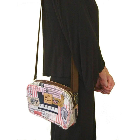 Image of Uma Hana Music Bag Uma Hana Music Themed Water Resistant Double Zipper Shoulder Bag