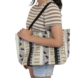 Music Bumblebees Music Bag Uma Hana Music Themed Water Resistant Large Shoulder Bag with Black Strap - Kittens and Keys