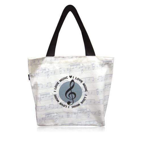 Image of Music Bumblebees Music Bag Waterproof Beige Tote Bag with Treble Clef