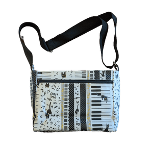 Music Themed Water-resistant Multi-Pocket Shoulder Bag - Kittens & Keys Series