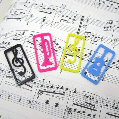 Image of Music Bumblebees Music Bookmarks Music Themed Bookmark Paper Clips, Guitar, Trumpet and G Clef (Box of 40)