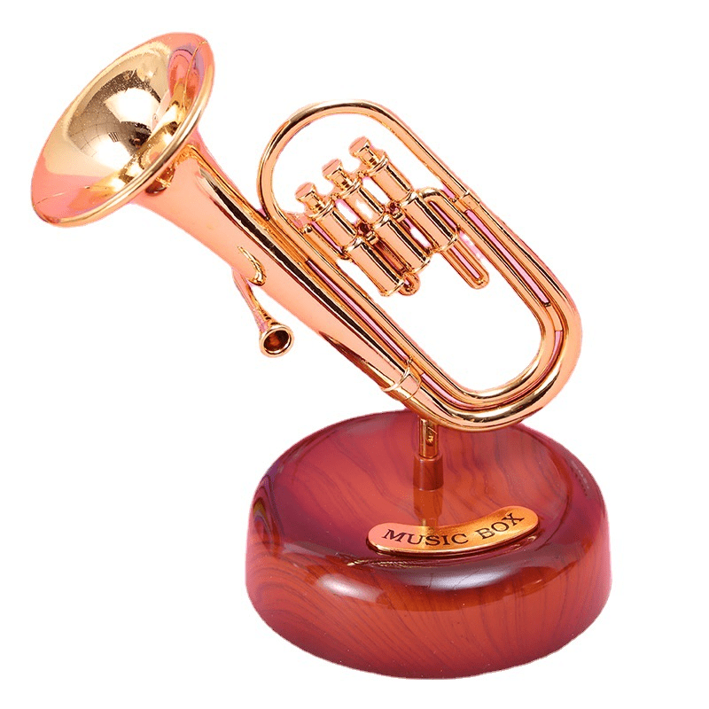 Taobao Music Boxes Tuba Brass Instruments Rotating Music Box - French Horn, Tuba and Saxophone