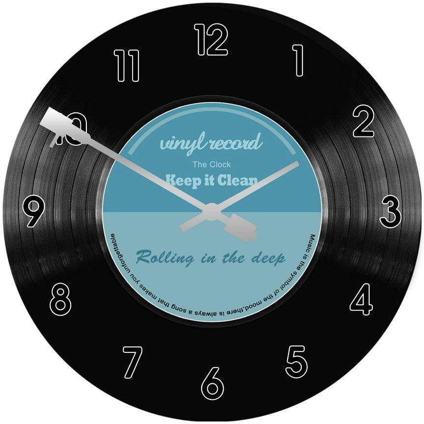 Music Bumblebees Music Clocks Blue Record Glass Music Clock "Keep It Clean"30cm