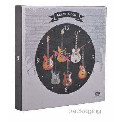 Image of Music Bumblebees Music Clocks Electric Guitars Glass Clock 30cm