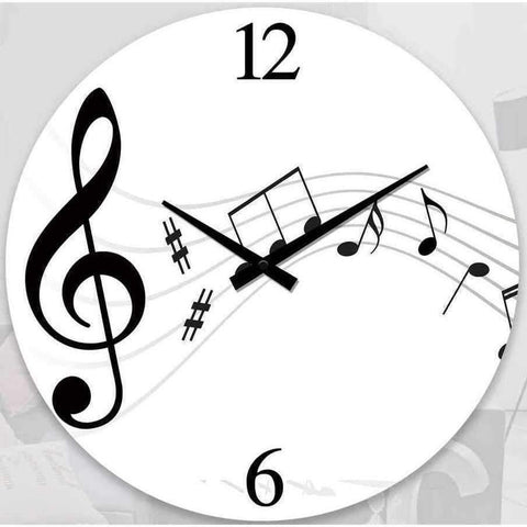 Music Bumblebees Music Clocks White Music Notes Clock 17cm