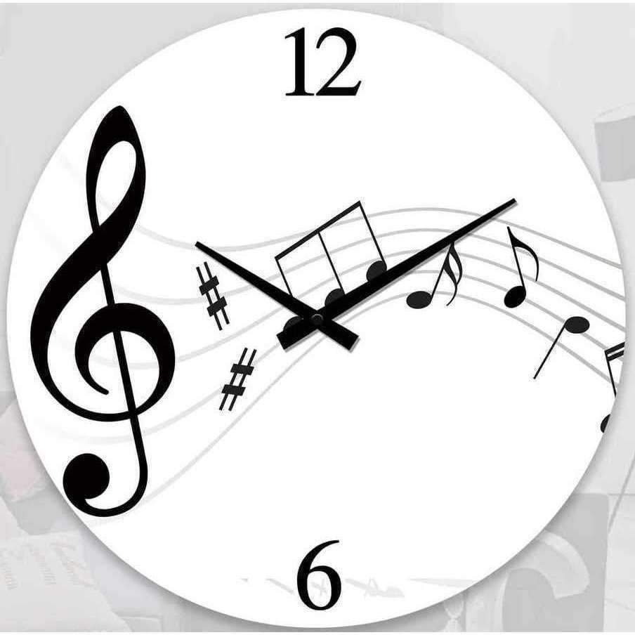 Music Bumblebees Music Clocks White Music Notes Clock 30cm