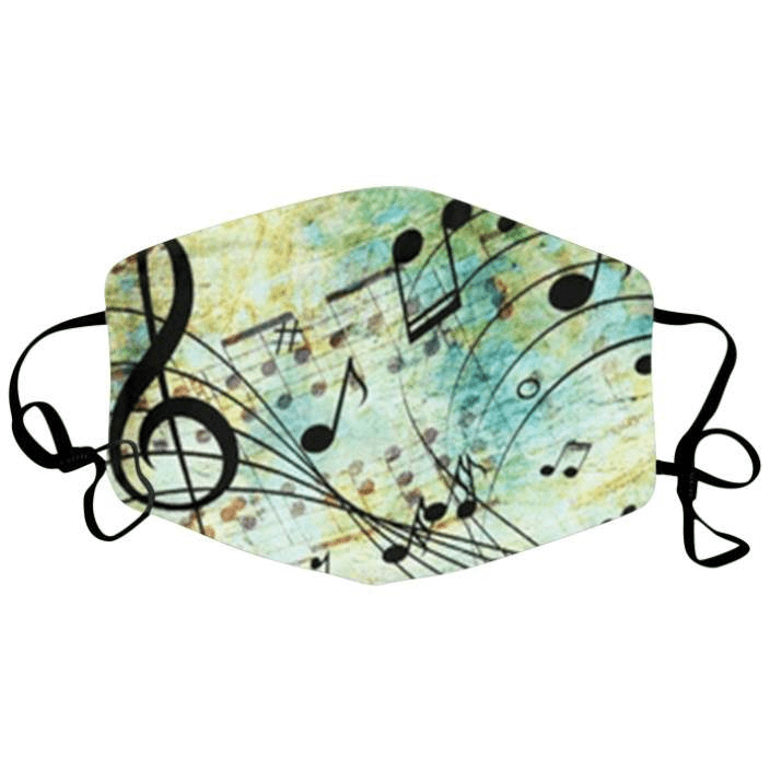 Music Bumblebees Music Fashion Blue and Green Music Scores Music Themed Face Mask - various designs